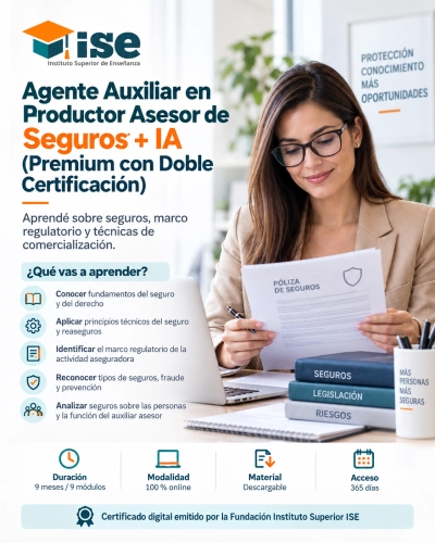 Agente Auxiliar en Productor Asesor de Seguros + IA (Premium con Doble Certificación)
