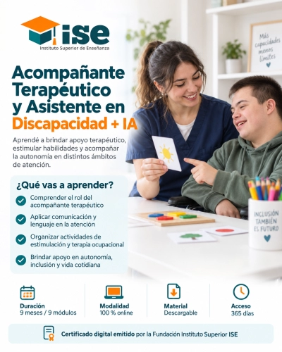 Acompañante Terapéutico y Asistente en Discapacidad + IA (Premium con Doble Certificación)