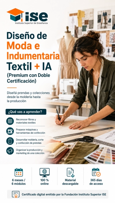 Diseño de Moda e Indumentaria Textil + IA (Premium con Doble Certificación)