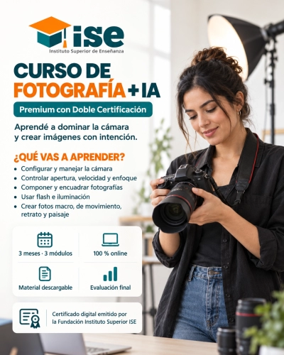 Curso de Fotografía + IA (Premium con Doble Certificación)