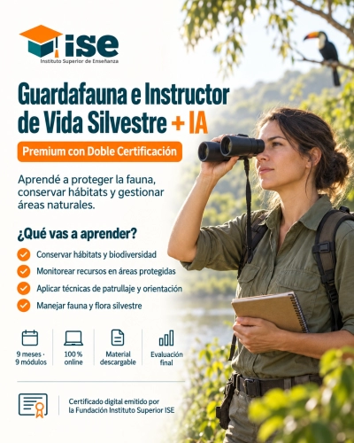 Guardafauna e Instructor de Vida Silvestre + IA (Premium con Doble Certificación)