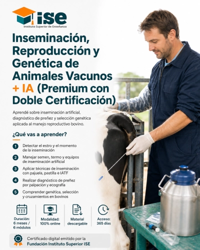 Inseminación, Reproducción y Genética de Animales Vacunos + IA (Premium con Doble Certificación)