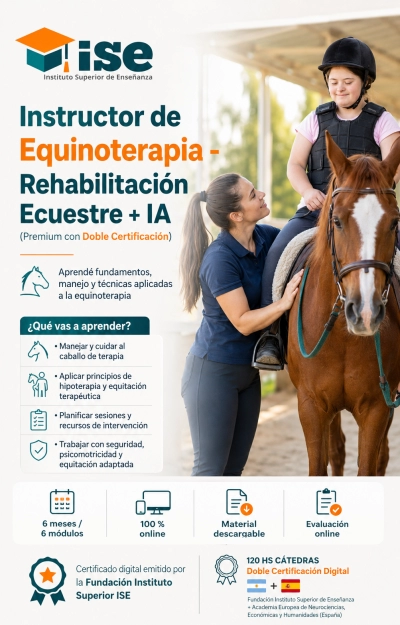 Instructor de Equinoterapia - Rehabilitación Ecuestre + IA (Premium con Doble Certificación)