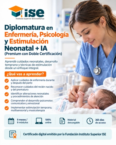 Diplomatura en Enfermería, Psicología y Estimulación Neonatal + IA (Premium con Doble Certificación)