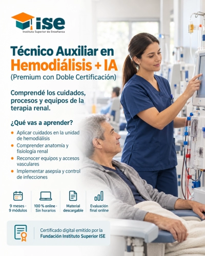 Técnico Auxiliar en Hemodiálisis + IA (Premium con Doble Certificación)