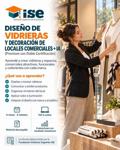 Diseño de Vidrieras y Decoración de Locales Comerciales + IA (Premium con Doble Certificación)