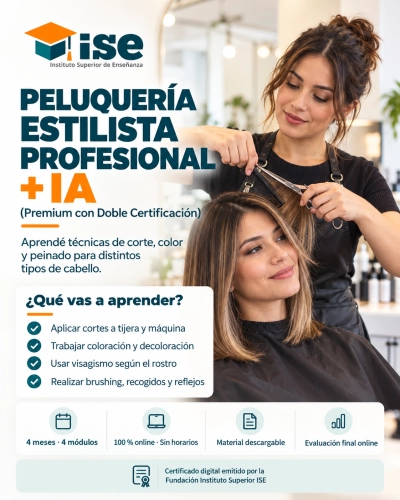 Peluquería Estilista Profesional + IA (Premium con Doble Certificación)