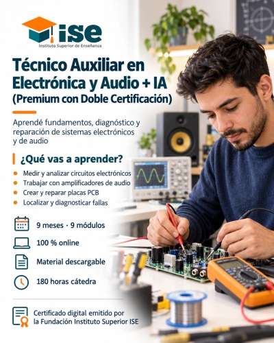 Técnico Auxiliar en Electrónica y Audio + IA (Premium con Doble Certificación)