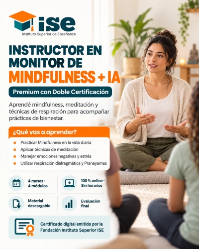 Instructor en Monitor de Mindfulness + IA (Premium con Doble Certificación)