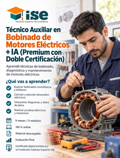 Técnico Auxiliar en Bobinado de Motores Eléctricos + IA (Premium con Doble Certificación)