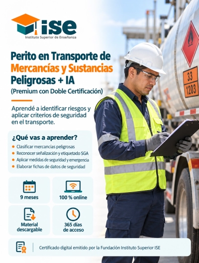 Perito en Transporte de Mercancías y Sustancias Peligrosas + IA (Premium con Doble Certificación)
