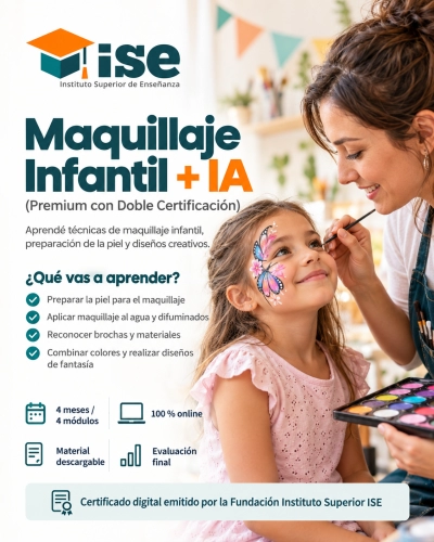 Maquillaje Infantil + IA (Premium con Doble Certificación)