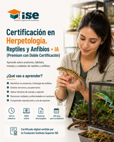 Certificación en Herpetología. Reptiles y Anfibios + IA (Premium con Doble Certificación)