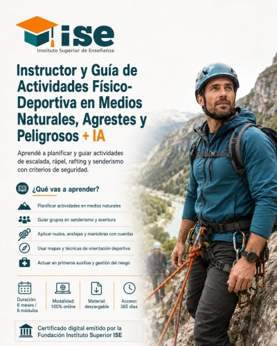 Instructor y Guía de Actividades Físico-Deportiva en Medios Naturales, Agrestes y Peligrosos + IA (Premium con Doble Certificación)