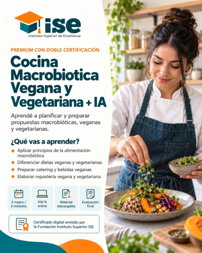 Cocina Macrobiotica Vegana y Vegetariana + IA (Premium con Doble Certificación)
