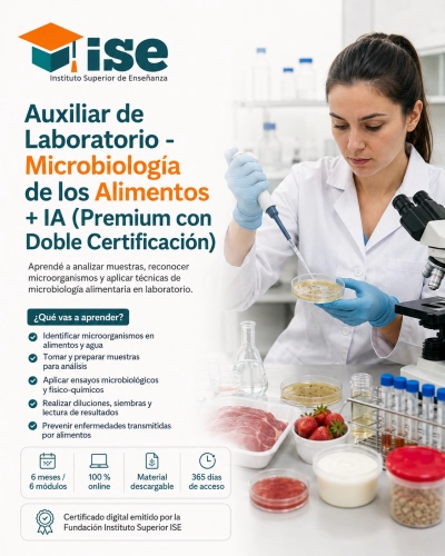 Auxiliar de Laboratorio - Microbiología de los Alimentos + IA (Premium con Doble Certificación)