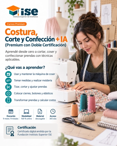 Costura, Corte y Confección + IA (Premium con Doble Certificación)