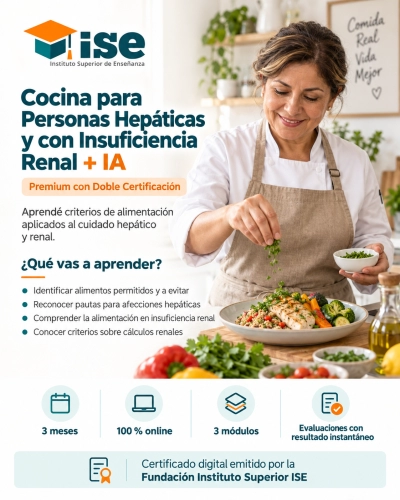 Cocina para Personas Hepaticas y con Insuficiencia Renal + IA (Premium con Doble Certificación)