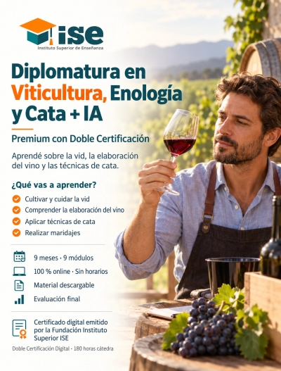 Diplomatura en Viticultura, Enología y Cata + IA (Premium con Doble Certificación)