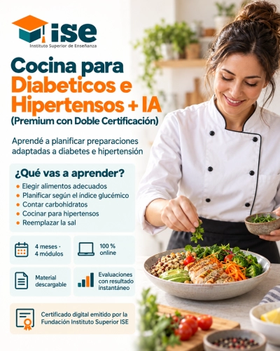 Cocina para Diabeticos e Hipertensos + IA (Premium con Doble Certificación)