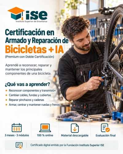 Certificación en Armado y Reparación de Bicicletas + IA (Premium con Doble Certificación)