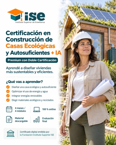 Certificación en Construcción de Casas Ecológicas y Autosuficientes + IA (Premium con Doble Certificación)