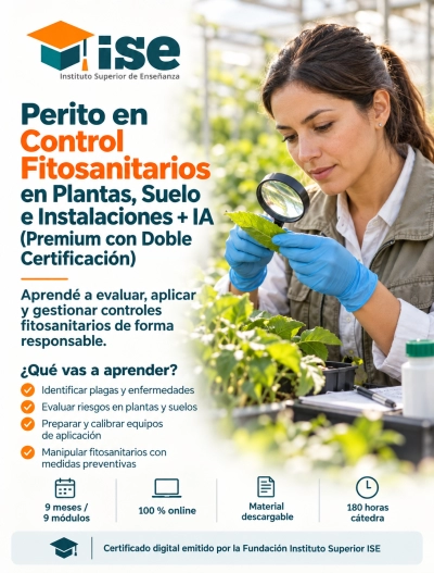 Perito en Control Fitosanitarios en Plantas, Suelo e Instalaciones + IA (Premium con Doble Certificación)