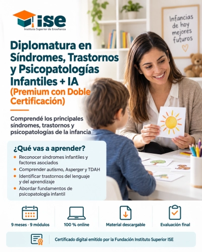 Diplomatura en Síndromes, Trastornos y Psicopatologías Infantiles + IA (Premium con Doble Certificación)