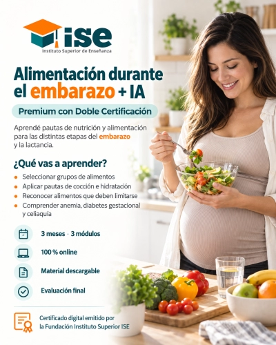 Alimentación durante el embarazo + IA (Premium con Doble Certificación)