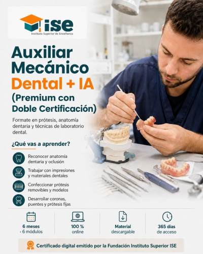 Auxiliar Mecánico Dental + IA (Premium con Doble Certificación)