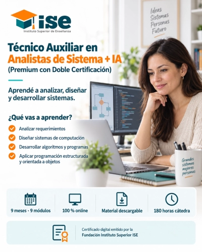 Técnico Auxiliar en Analistas de Sistema + IA (Premium con Doble Certificación)