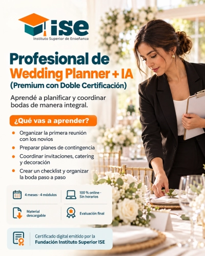 Profesional de Wedding Planner + IA (Premium con Doble Certificación)