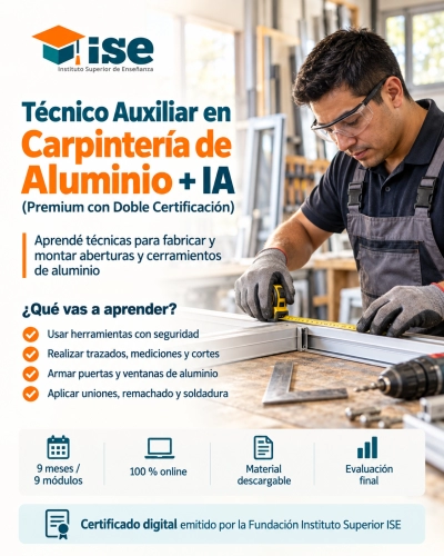 Técnico Auxiliar en Carpintería de Aluminio + IA (Premium con Doble Certificación)