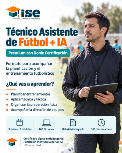 Técnico Asistente de Fútbol + IA (Premium con Doble Certificación)