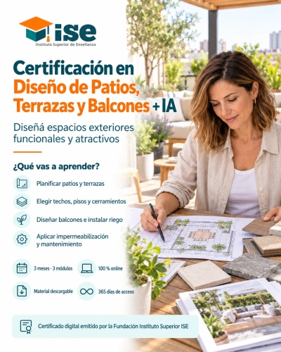 Certificación en Diseño de Patios, Terrazas y Balcones + IA