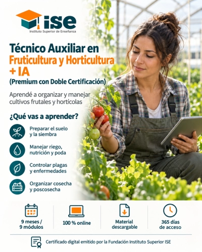 Técnico Auxiliar en Fruticultura y Horticultura + IA (Premium con Doble Certificación)