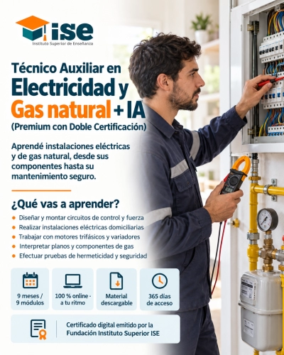 Técnico Auxiliar en Electricidad y Gas natural + IA (Premium con Doble Certificación)