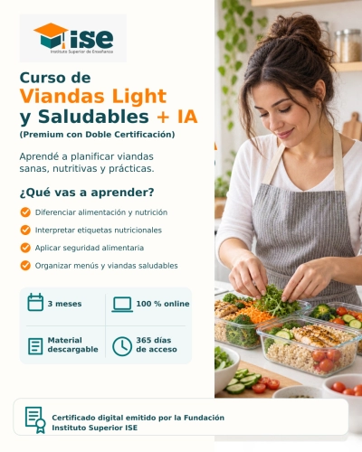 Curso de Viandas Light y Saludables + IA (Premium con Doble Certificación)