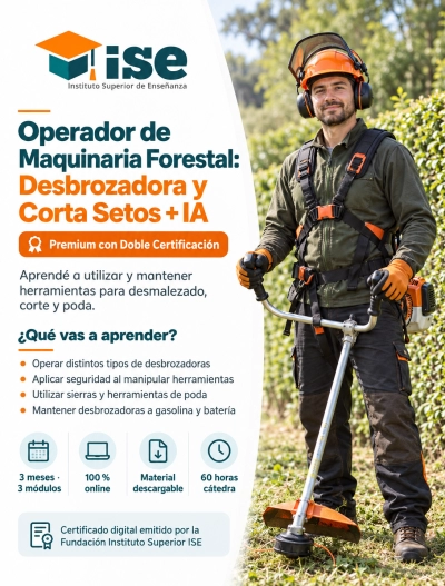 Operador de Maquinaria Forestal: Desbrozadora y Corta Setos + IA (Premium con Doble Certificación)