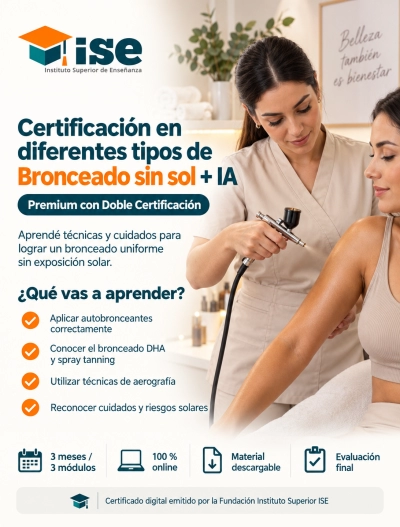 Certificación en diferentes tipos de Bronceado sin sol + IA (Premium con Doble Certificación)