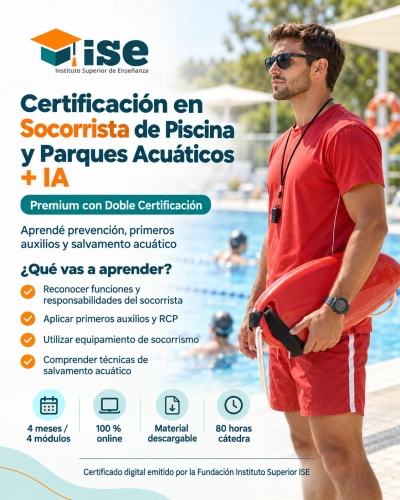 Certificación en Socorrista de Piscina y Parques Acuáticos + IA (Premium con Doble Certificación)