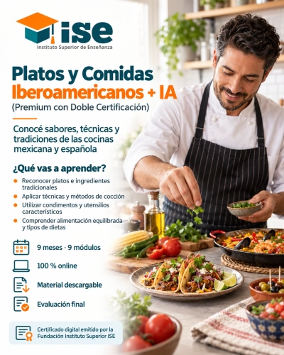 Platos y Comidas Iberoamericanos + IA (Premium con Doble Certificación)