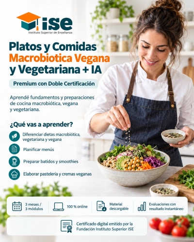 Platos y Comidas Macrobiotica Vegana y Vegetariana + IA (Premium con Doble Certificación)