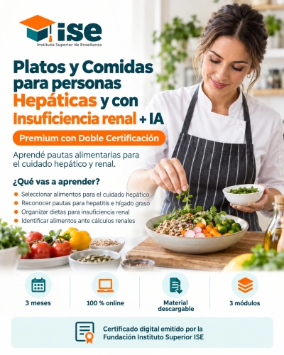 Platos y Comidas para personas Hepáticas y con Insuficiencia renal + IA (Premium con Doble Certificación)