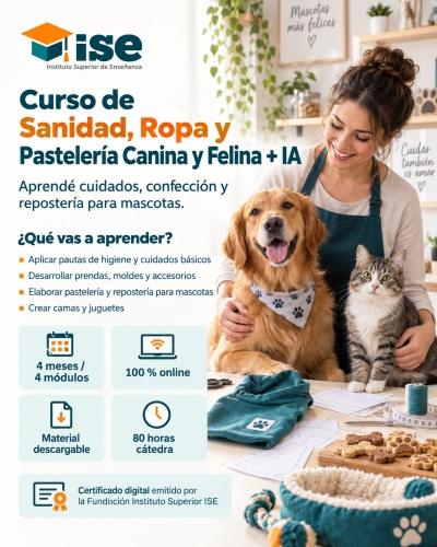 Curso de Sanidad, Ropa y Pastelería Canina y Felina + IA