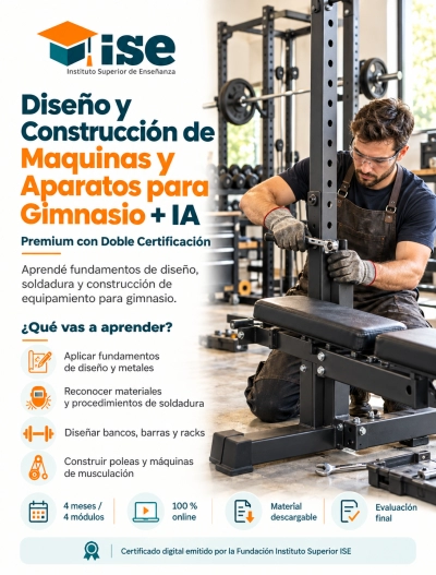 Diseño y Construcción de Maquinas y Aparatos para Gimnasio + IA (Premium con Doble Certificación)