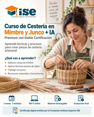 Curso de Cestería en Mimbre y Junco + IA (Premium con Doble Certificación)