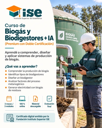 Curso de Biogás y Biodigestores + IA (Premium con Doble Certificación)