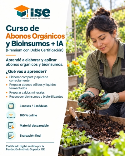 Curso de Abonos Orgánicos y Bioinsumos + IA (Premium con Doble Certificación)