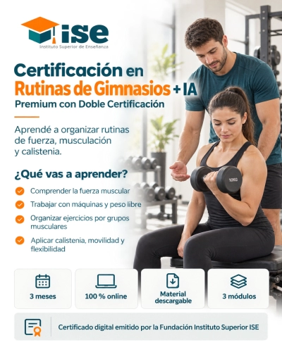 Certificación en Rutinas de Gimnasios + IA (Premium con Doble Certificación)